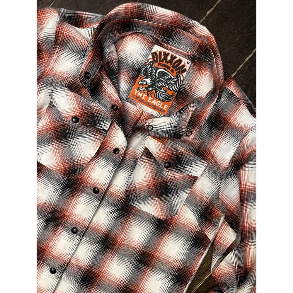 Dixxon The Eagle Flannel Womens M Orange Black White Plaid Limited Edition